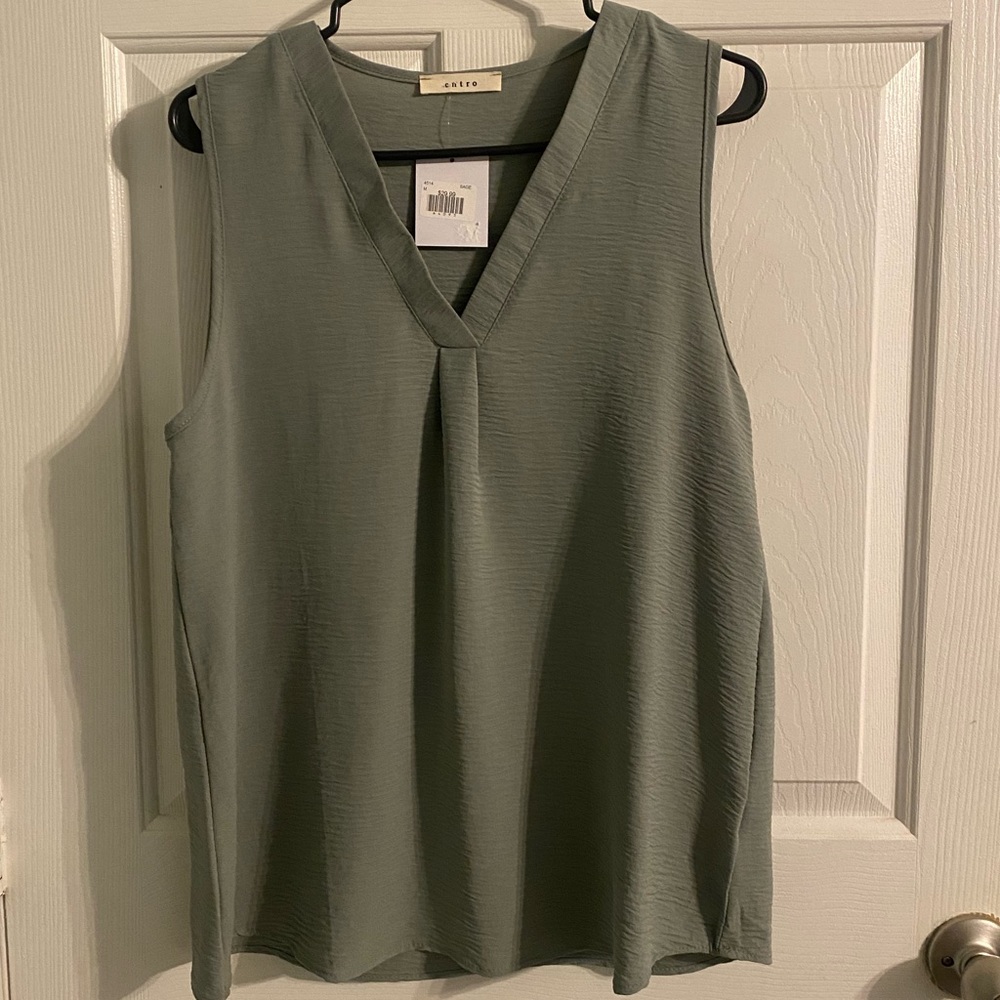Boutique brand sleeveless blouse. Sage green. NWT